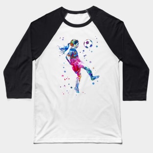 Soccer Player Little Girl With Ball Baseball T-Shirt